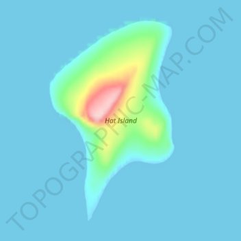 Topografische kaart Hat Island, hoogte, reliëf
