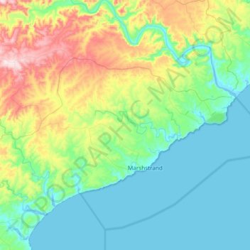 Topografische kaart Great Kei Ward 6, hoogte, reliëf