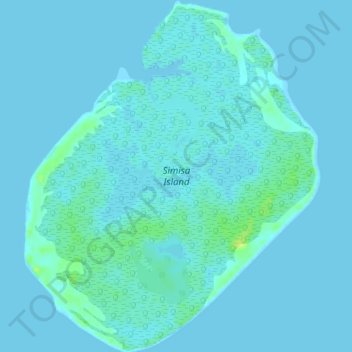 Topografische kaart Simisa Island, hoogte, reliëf