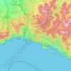 Topografische kaart Genoa, hoogte, reliëf