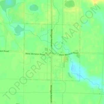 Topografische kaart Rothbury, hoogte, reliëf