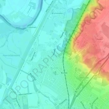 Topografische kaart Bunde, hoogte, reliëf