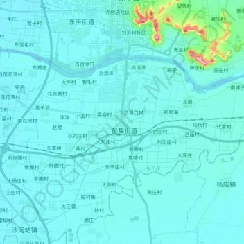 Topografische kaart 彭集街道, hoogte, reliëf