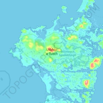 Topografische kaart North Uist, hoogte, reliëf