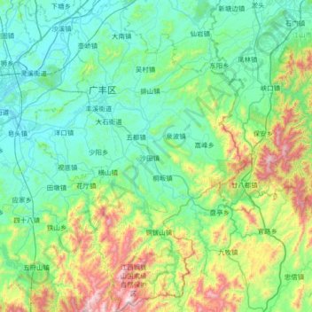 Topografische kaart 广丰区, hoogte, reliëf