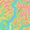 Topografische kaart Bute Inlet, hoogte, reliëf