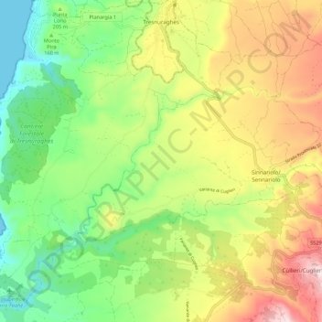 Topografische kaart Tresnuraghes, hoogte, reliëf