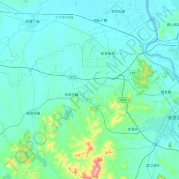 Topografische kaart 吉林高新技术产业开发区, hoogte, reliëf