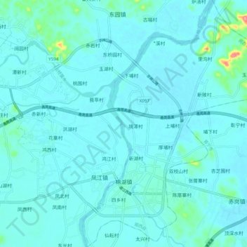 Topografische kaart 棉湖镇, hoogte, reliëf