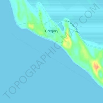 Topografische kaart Gregory, hoogte, reliëf