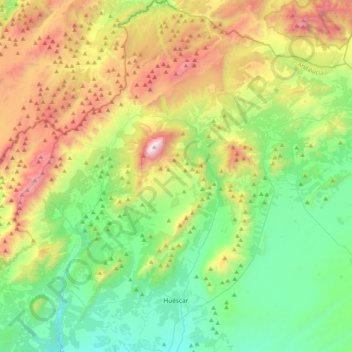 Topografische kaart Huéscar, hoogte, reliëf