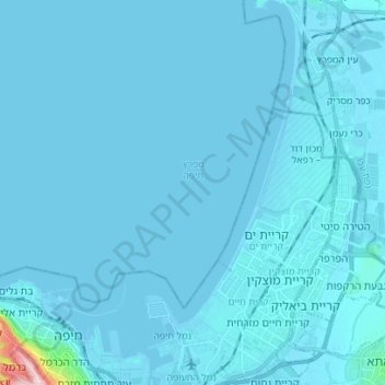 Topografische kaart Haifa Bay, hoogte, reliëf