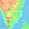 Topografische kaart Tamil Nadu, hoogte, reliëf