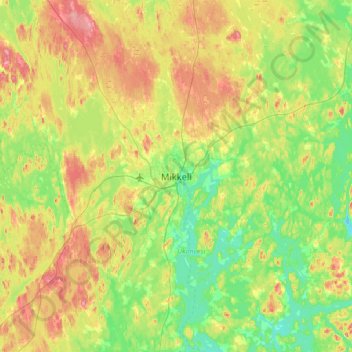 Topografische kaart Mikkeli, hoogte, reliëf