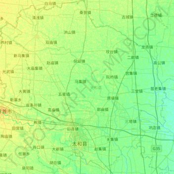 Topografische kaart 太和县, hoogte, reliëf