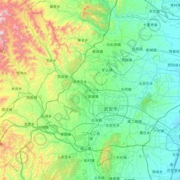 Topografische kaart 武安市, hoogte, reliëf