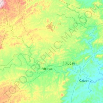Topografische kaart Viçosa, hoogte, reliëf