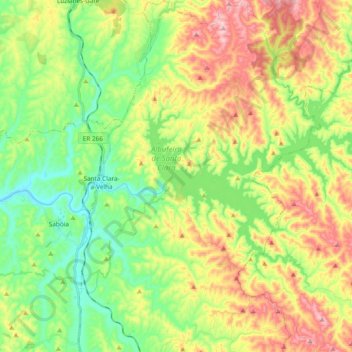 Topografische kaart Santa Clara-a-Velha, hoogte, reliëf
