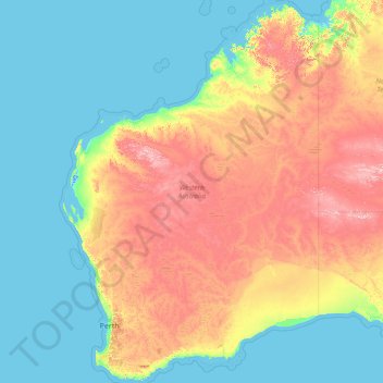 Topografische kaart West-Australië, hoogte, reliëf