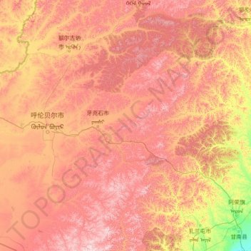 Topografische kaart Yakeshi, hoogte, reliëf
