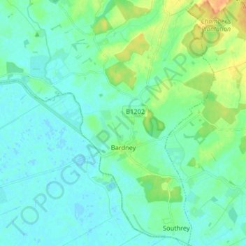 Topografische kaart Bardney CP, hoogte, reliëf