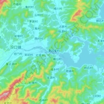 Topografische kaart 新安江水库, hoogte, reliëf