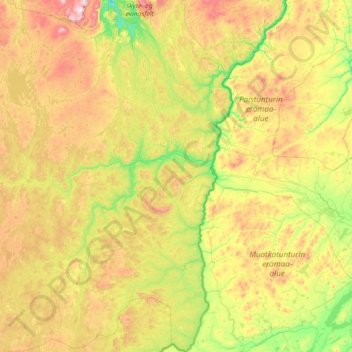 Topografische kaart Karasjok, hoogte, reliëf