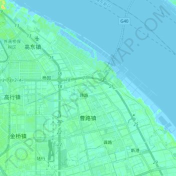Topografische kaart 曹路镇, hoogte, reliëf