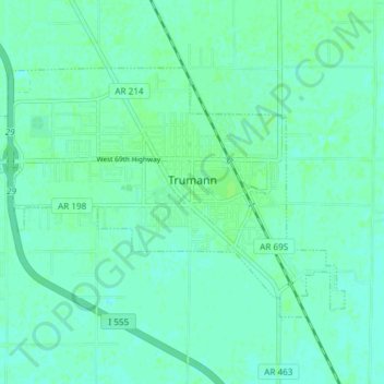 Topografische kaart Trumann, hoogte, reliëf