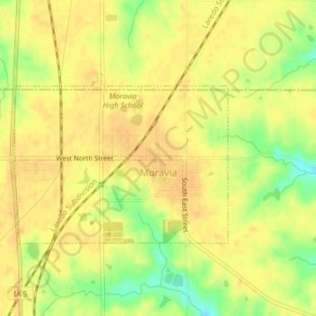 Topografische kaart Moravia, hoogte, reliëf
