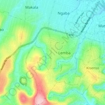 Topografische kaart Lemba, hoogte, reliëf