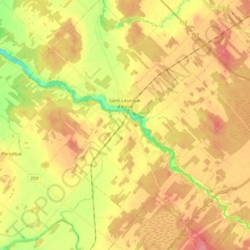 Topografische kaart Saint-Léonard-d'Aston, hoogte, reliëf