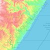 Topografische kaart Hibiscus Coast Local Municipality, hoogte, reliëf