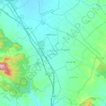 Topografische kaart Bou Argoub, hoogte, reliëf