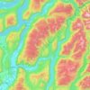 Topografische kaart Area F (Grindrod/Ashton Creek/Mabel Lake), hoogte, reliëf