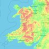 Topografische kaart Pays de Galles, hoogte, reliëf
