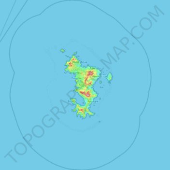 Topografische kaart Mayotte, hoogte, reliëf