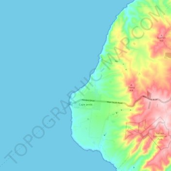 Topografische kaart Cape Jervis, hoogte, reliëf
