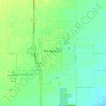 Topografische kaart Martensville, hoogte, reliëf