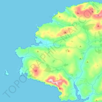 Topografische kaart Glencolumbkille, hoogte, reliëf