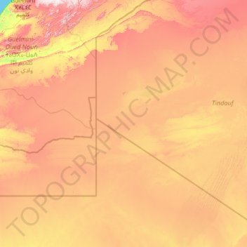 Topografische kaart Tindouf, hoogte, reliëf