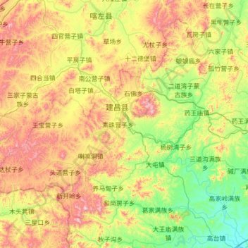 Topografische kaart 建昌县, hoogte, reliëf