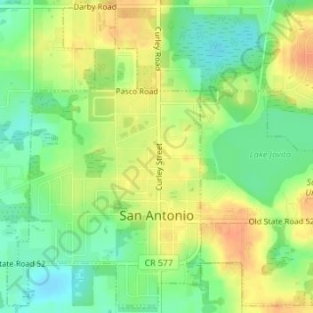 Topografische kaart San Antonio, hoogte, reliëf
