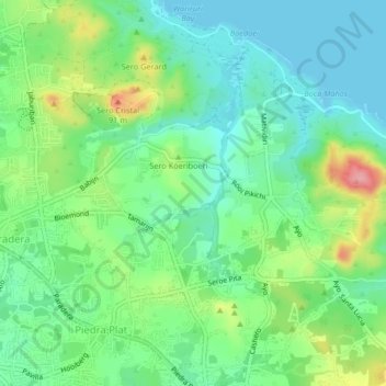 Topografische kaart Ayo, hoogte, reliëf