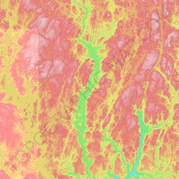 Topografische kaart Réservoir Manic-3, Rivière Manicouagan, hoogte, reliëf