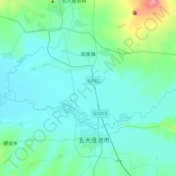 Topografische kaart 双泉镇, hoogte, reliëf