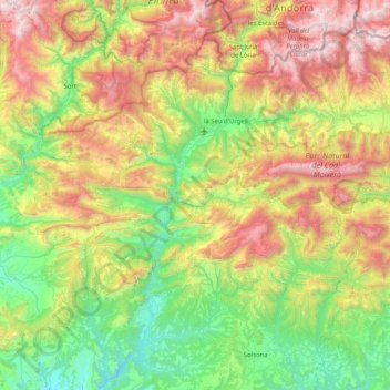 Topografische kaart Alt Urgell, hoogte, reliëf