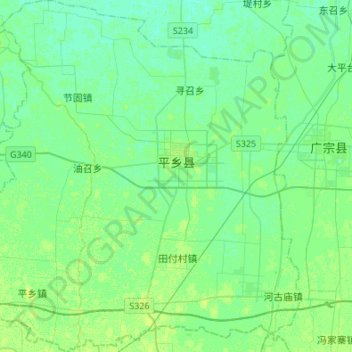 Topografische kaart Pingxiang County, hoogte, reliëf
