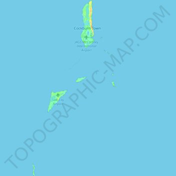 Topografische kaart Turks Islands, hoogte, reliëf