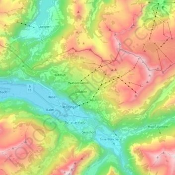 Topografische kaart Hasliberg, hoogte, reliëf
